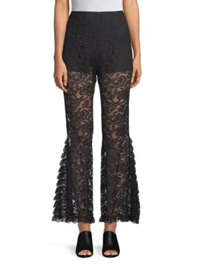 Shop Givenchy Lace Flare Trousers In Black