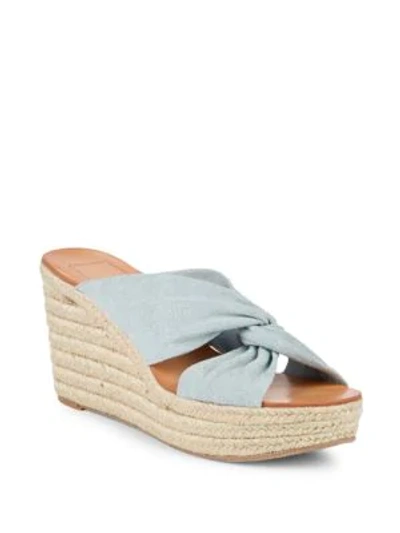 Shop Dolce Vita Binney Wedge Sandals In Light Blue Denim