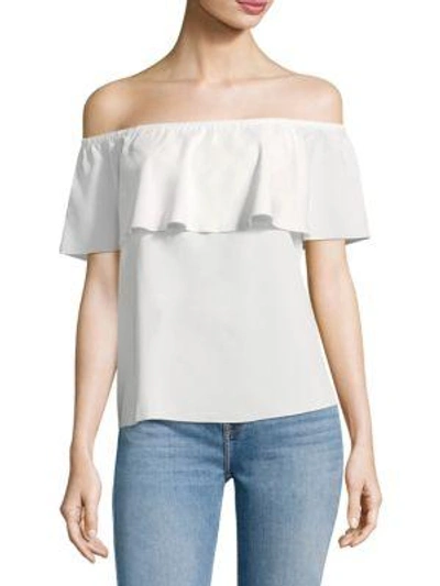 Shop 7 For All Mankind Off-the-shoulder Ruffled Blouse In Soft White