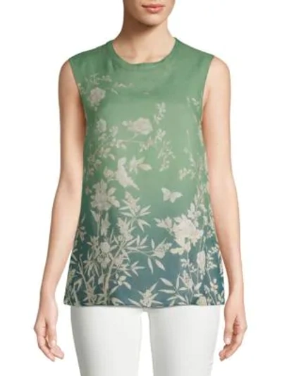 Shop Max Mara Ponera Floral Sleeveless Top In Green