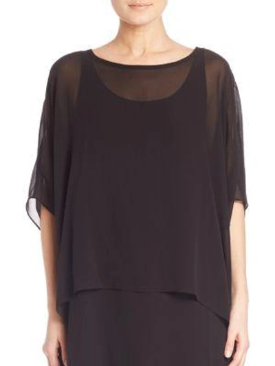 Shop Eileen Fisher Silk Box Top In Black