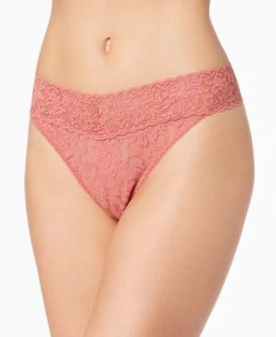 Shop Hanky Panky Women's Signature Lace Original Rise Thong In Pink Sands
