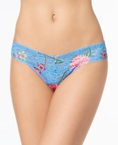 Shop Hanky Panky Janis Original-rise Sheer Lace Thong 3w1182 In Blue Multi