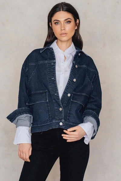 Shop Filippa K Oversized Denim Jacket Blue In Dark Blue