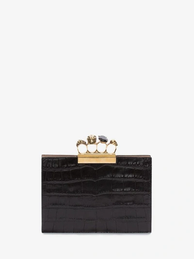 Shop Alexander Mcqueen Small Jeweled Four-ring Clutch In Black