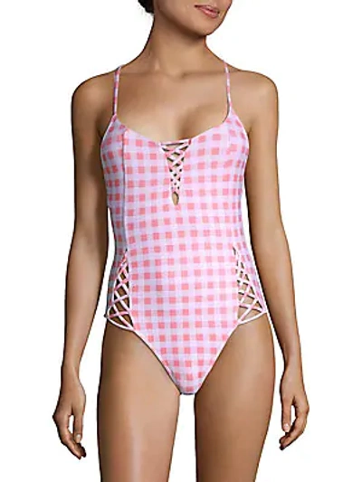 Shop 6 Shore Road One-piece Gingham Swimsuit In Rose
