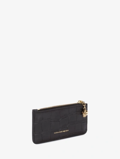 Shop Alexander Mcqueen Zipped Card Holder In Black