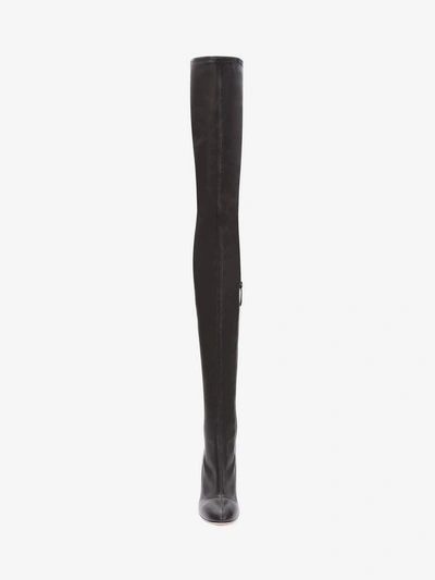 Shop Alexander Mcqueen Sculpted Heel Over-the-knee Boot In Black