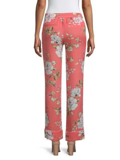 Shop Joie Daltana Floral Silk Pants In Strawberry