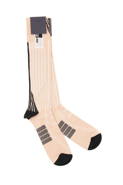 Shop Prada Techno Nylon Socks In Carne+bianco (pink)