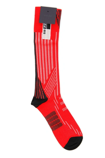 Shop Prada Techno Nylon Socks In Rosso+nerorosso