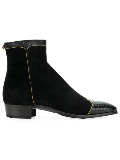 Shop Gucci Panelled Ankle Boots - Black