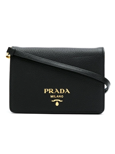 Shop Prada Logo Plaque Crossbody Bag