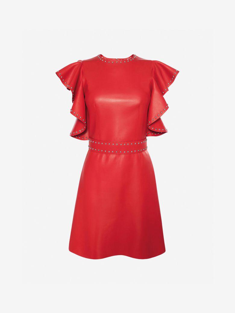 alexander mcqueen red leather dress