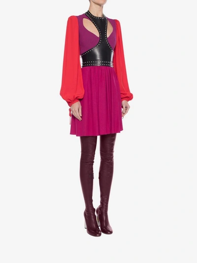 Shop Alexander Mcqueen Colorblock Harness Mini Dress In Multicolor