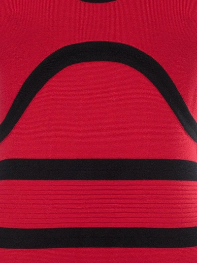 Shop Alexander Mcqueen Tubular Knit Mini Dress In Red/black