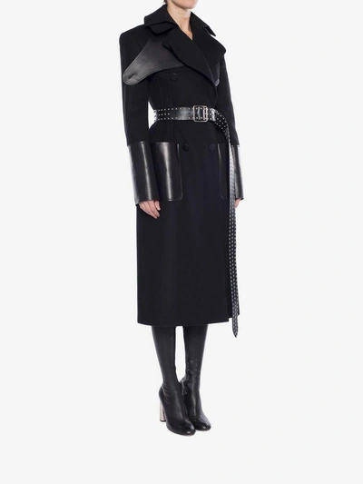 Shop Alexander Mcqueen Double-breasted Wool Coat In Black