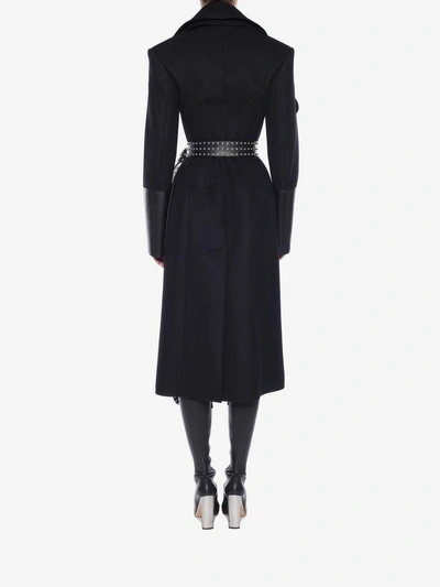 Shop Alexander Mcqueen Double-breasted Wool Coat In Black