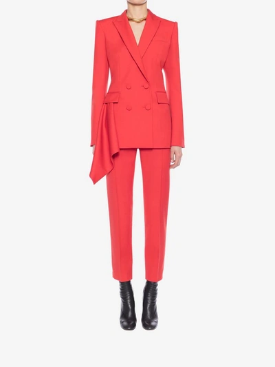 Shop Alexander Mcqueen Double-breasted Drape Jacket In Lust Red