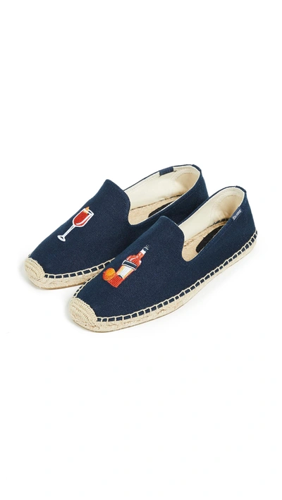 Shop Soludos The Spritz Smoking Slippers In Midnight Blue