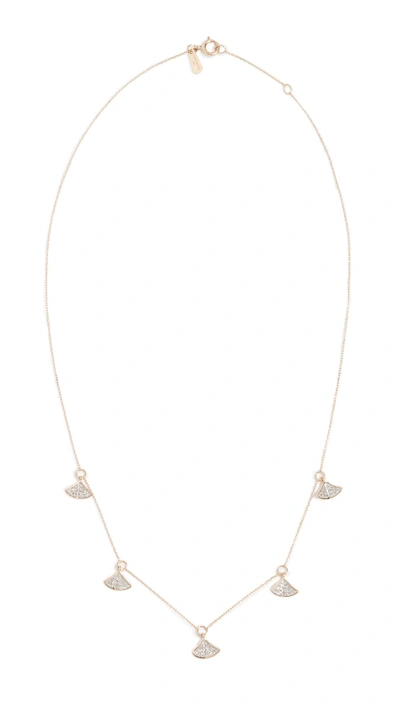 Shop Adina Reyter 14k Gold Pave Folded Fan Necklace In Yellow Gold