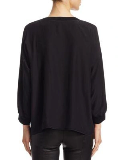 Shop Vince Long-sleeve Silk Top In Black