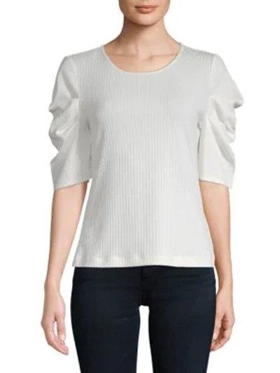 Shop Vince Camuto Textured Draped-sleeve Top In Antique White