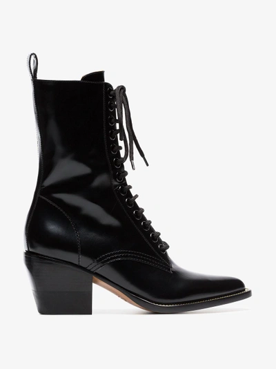 Shop Chloé Schnürstiefel Mit Spitzer Kappe In Black