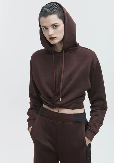 Shop Alexander Wang Twist Front Hoodie In Maroon