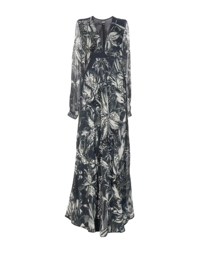 Shop Just Cavalli Woman Maxi Dress Midnight Blue Size 4 Viscose, Plastic, Polyamide