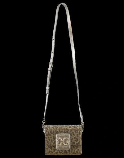 Shop Dolce & Gabbana Glitter Leopard Box Bag In Oro