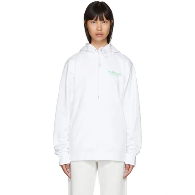 Shop Helmut Lang White Logo Hoodie In White W Gre