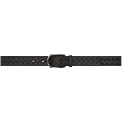 Shop Bottega Veneta Black Intrecciato Belt In 1000 Black