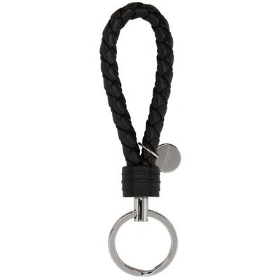 Shop Bottega Veneta Black Intrecciato Knot Keychain In 1000 Black