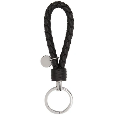 Shop Bottega Veneta Black Intrecciato Knot Keychain In 1000 Black