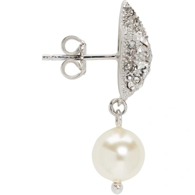 Shop Miu Miu Silver Pearl And Crystal Star Earrings In F0qcd Cream