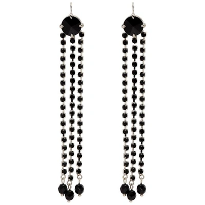Shop Miu Miu Black Crystal Three Tier Earrings In F0002 Black