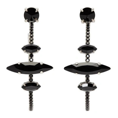 Shop Miu Miu Black Crystal Oversize Hoop Earrings In F0002 Black