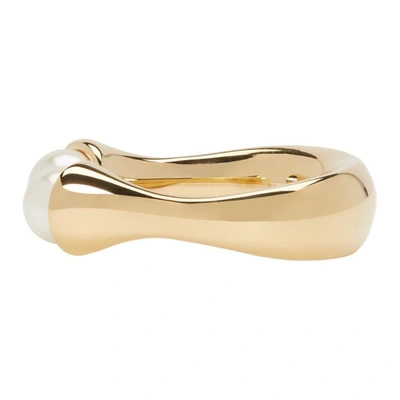 Shop Chloé Chloe Gold And Pearl Round Darcey Ring In 002 Pearl