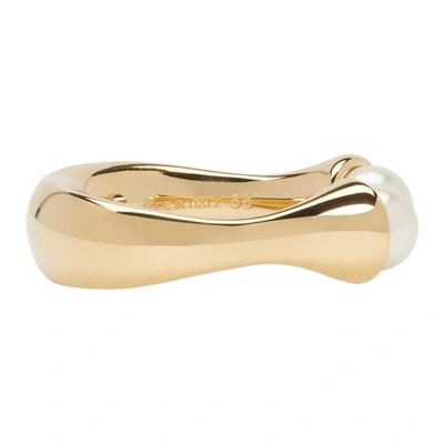 Shop Chloé Chloe Gold And Pearl Round Darcey Ring In 002 Pearl