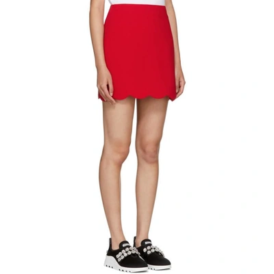 Shop Miu Miu Red Cady Scalloped Hem Miniskirt In F0011 Red