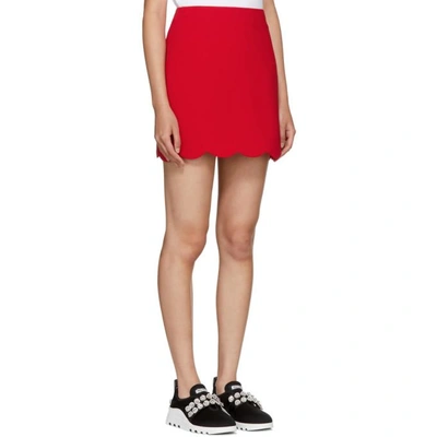 Miu Miu A-line Cady Mini Skirt W/ Scalloped Hem In F0011 Red