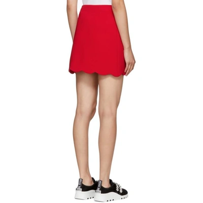 Shop Miu Miu Red Cady Scalloped Hem Miniskirt In F0011 Red