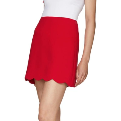 Miu Miu A-line Cady Mini Skirt W/ Scalloped Hem In F0011 Red
