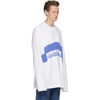 Shop Napa By Martine Rose White And Blue Long Sleeve Siri T-shirt In White/blue