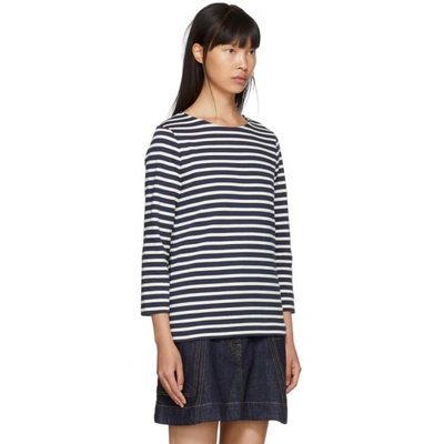 Shop Apc A.p.c. Navy And Off-white Long Sleeve Nikki Sailor T-shirt In Iak Drknavy