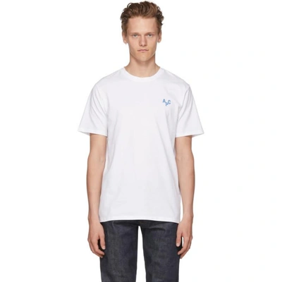 Shop Apc A.p.c. White And Blue Emeric T-shirt In Iab Bleu Cl