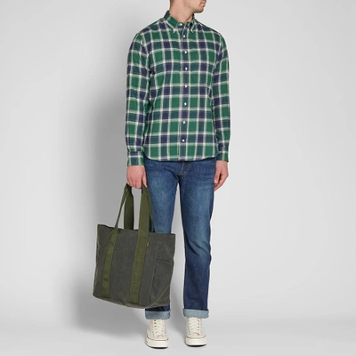 Shop Gitman Vintage Twill Plaid Shirt In Green