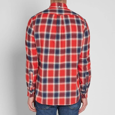 Shop Gitman Vintage Twill Plaid Shirt In Red