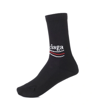 Shop Balenciaga Cotton-blend Socks In Black